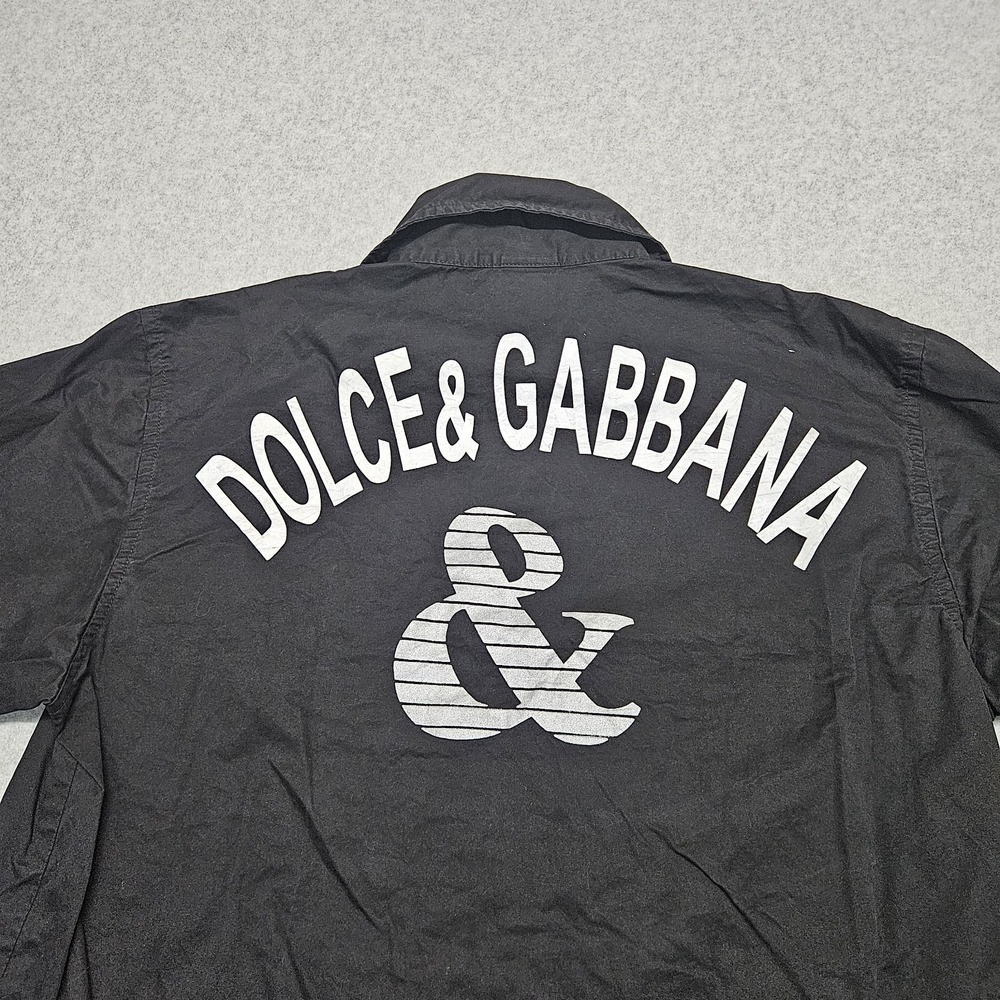 Dolce & Gabbana Button Up Cotton Shirt Front Pocket Logo Black Mens L Italy - Picture 10 of 11